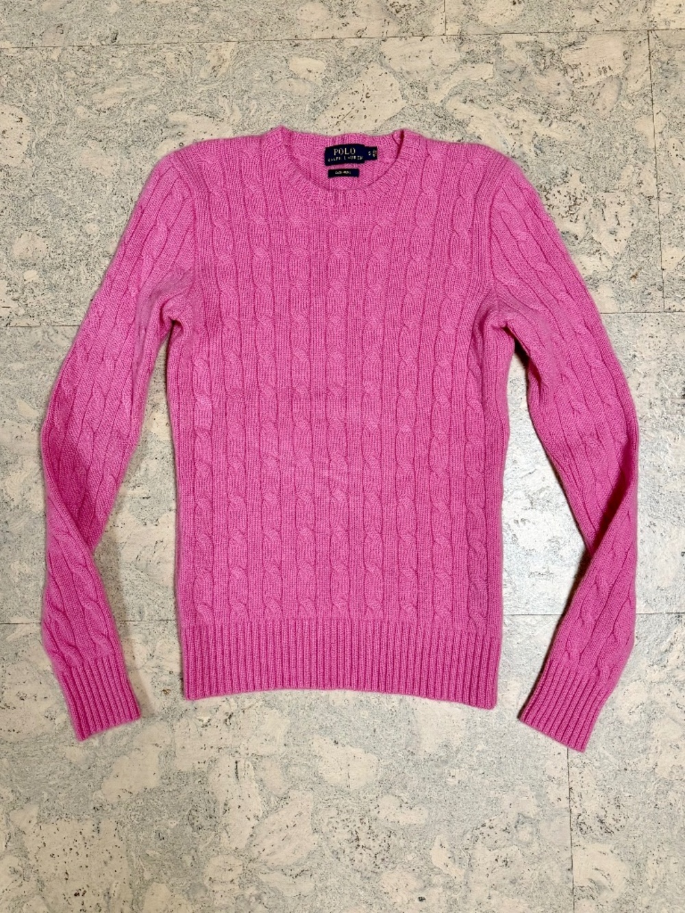 Polo Ralph Lauren The Iconic Cable-Knit Cashmere Sweater Pink Size S